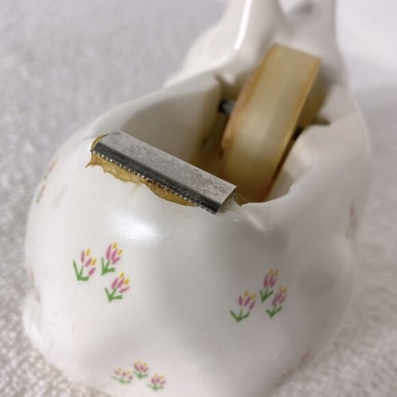 Vintage Floral Ceramic Kitty Cat Tape Dispenser - Picture 7 of 12